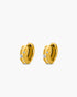 Gold hoop earrings with small diamonds on a white background